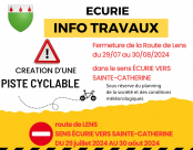 ⚠ INFO TRAVAUX : Création d'une piste cyclable 2ème tranche du 29/07/2024 au 30/08/2024